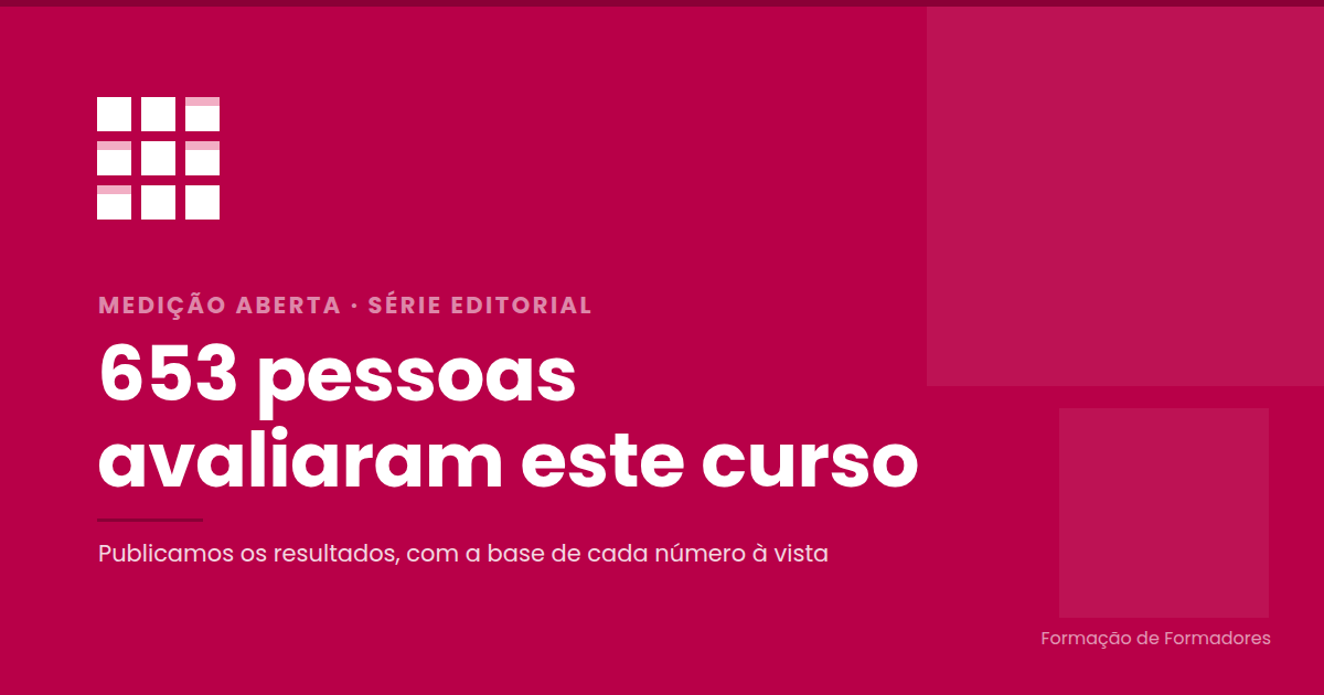 Este curso ensina a avaliar formação. A partir de hoje, publica a sua própria avaliação.